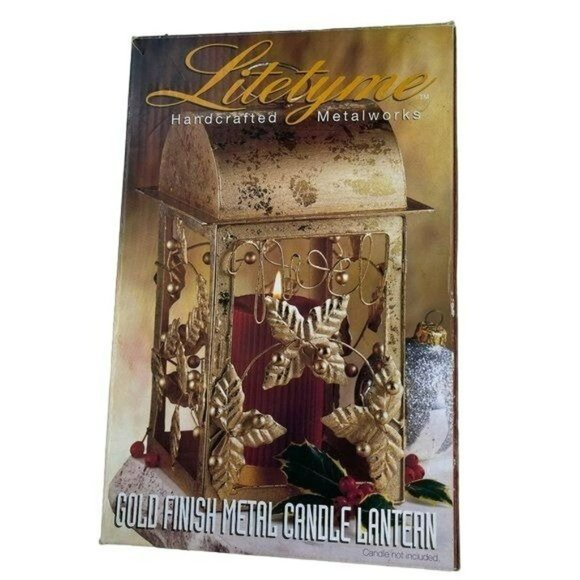 Gold Finish Metal Candle Lantern Handcrafted Metalworks‎ 9x6inch - Picture 11 of 11